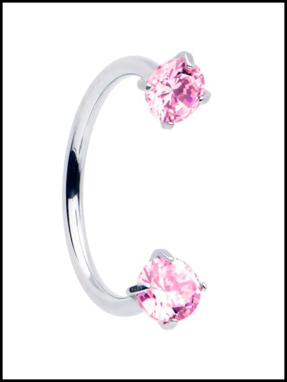 Solid Titanium Horseshoe Nose Ring Internally Threaded CZ 20G